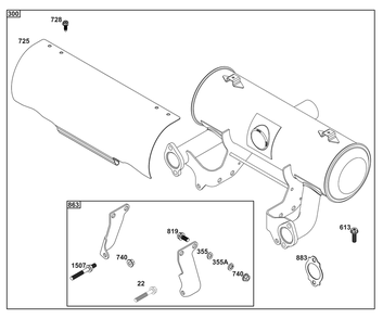 Exhaust Group Diagram and Parts List for 61G377-0102-J1  Briggs and Stratton Engine